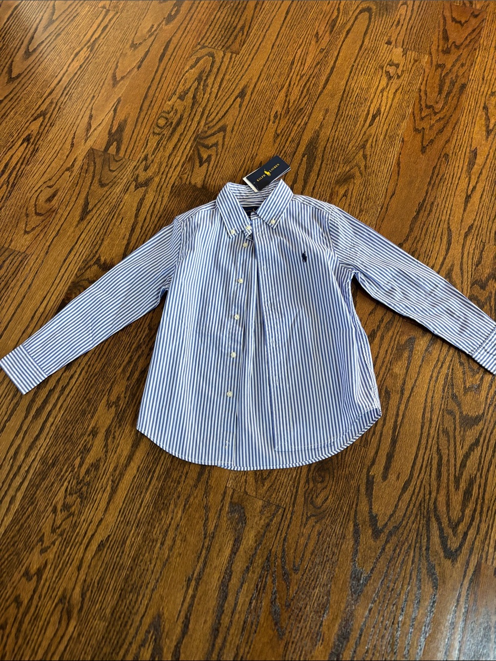 Ralph Lauren Blue & White Striped Button-Down Shirt